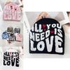 Simple Color Blocked Letter Heart Pattern Women Casual Warm Knitted Hat For Autumn Casual Wear