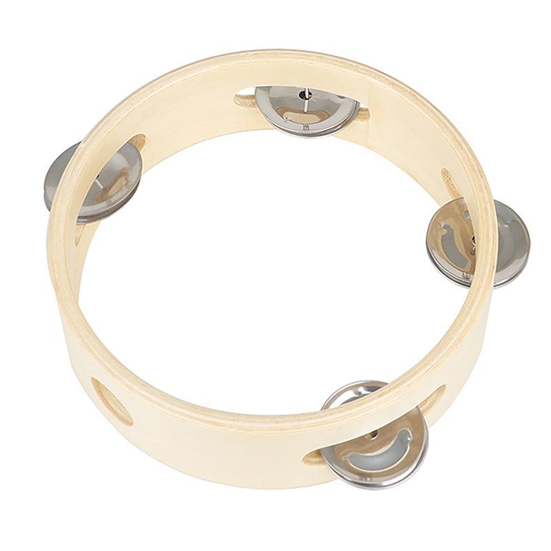 6 Inch Handbell Tambourine Metal Wooden Rattle Ball Percussion Hand Party