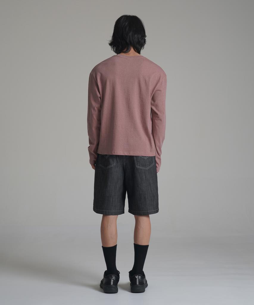 Noming Loose Fit Cropped Pigment Long Sleeve - Burgundy