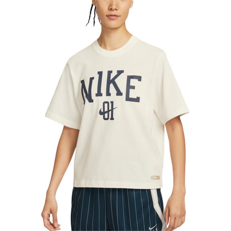 Nike High Basketball Series Casual Round Neck Pullover Short Sleeve T-Shirt Women Tops Off-White IB9971133