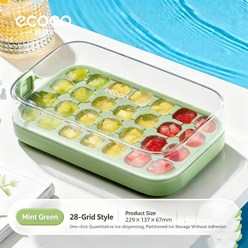 Silicone Ice Cube Tray With One Press Release Lid And Container Stackable Ice Mold For Freezer Summer Beverage Accessories