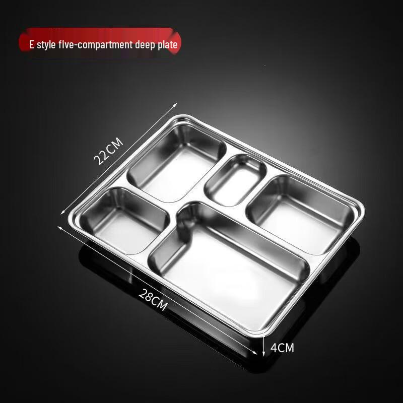 304 Stainless Steel Rectangular Divided Meal Tray