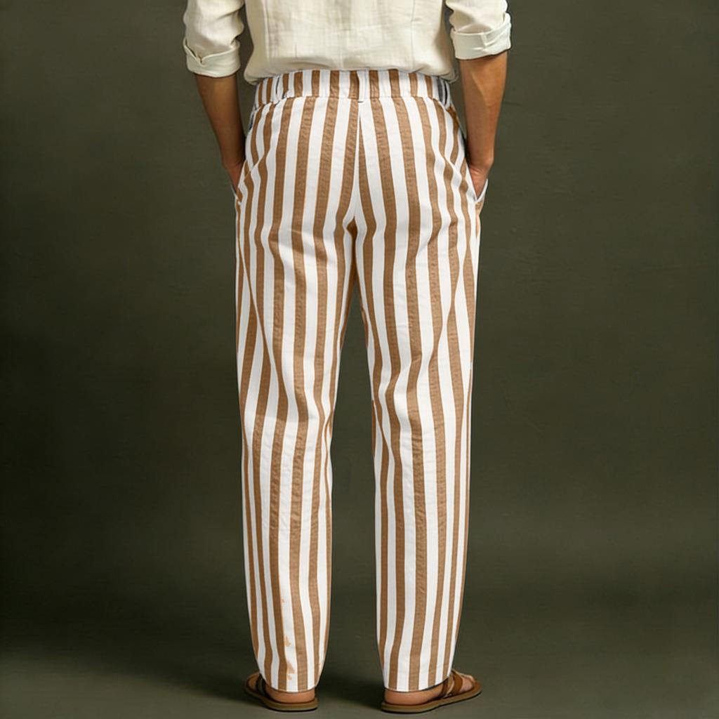 Men's Sporty Casual Striped Elastic Waist Straight Leg Pants