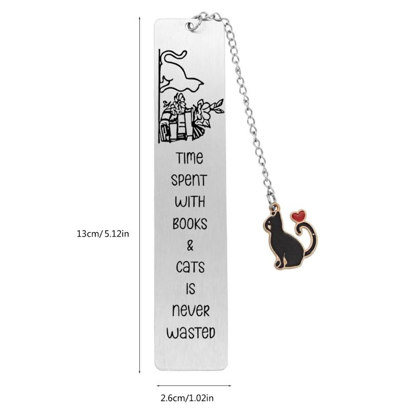 Stainless Steel Bookmarks Chain Bookmarks Cats Pendant Bookmarks Metal Book Mark Book Page Divider Gift for Book Lover