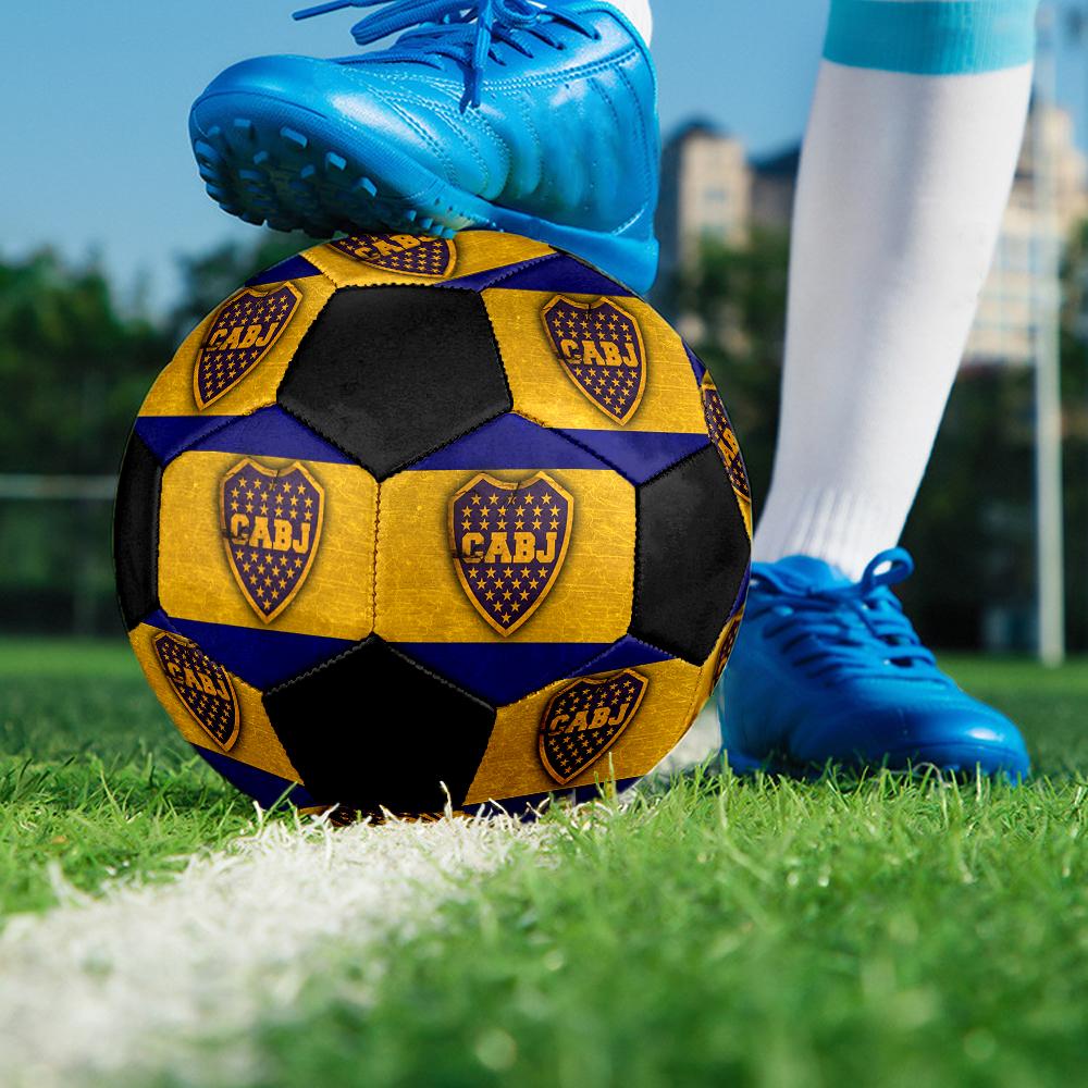 Pallone da Calcio Boca Juniors, colorato, adatto a tutte le età, cucito a macchina, materiale PVC, qualità da competizione, resistente e con elevato rimbalzo