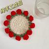 Crochet Flower Coaster Hand-knitted Lily Of The Valley Round Coasters Heat Insulation Non-slip Table Mats Home Kitchen Decor