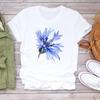 (Asian Size) Tee Top Clothing Flower Lovely Style Cute Trend Casual Short Sleeve Fashion Tshirt Women Print Lady Female Graphic T-shirt