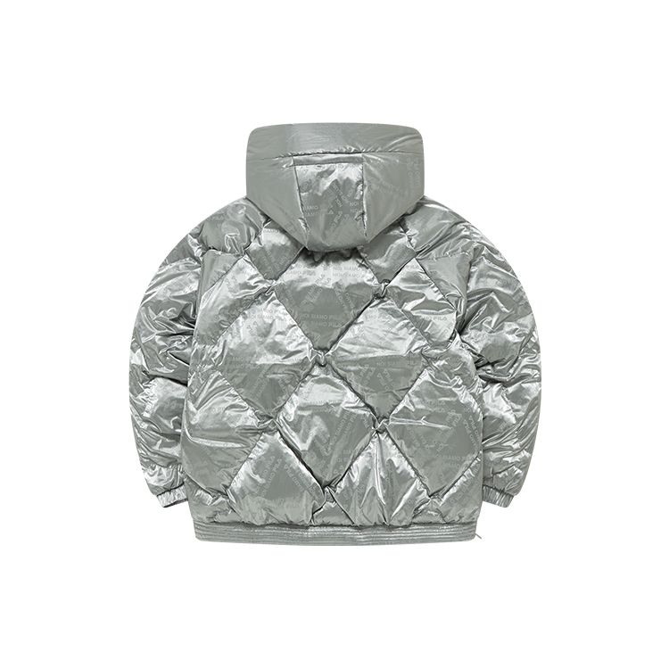 Fila Fusion Logo Print Loose Hooded Puffer Jacket Women outerwear Bright-Silver T11W141908F-SL