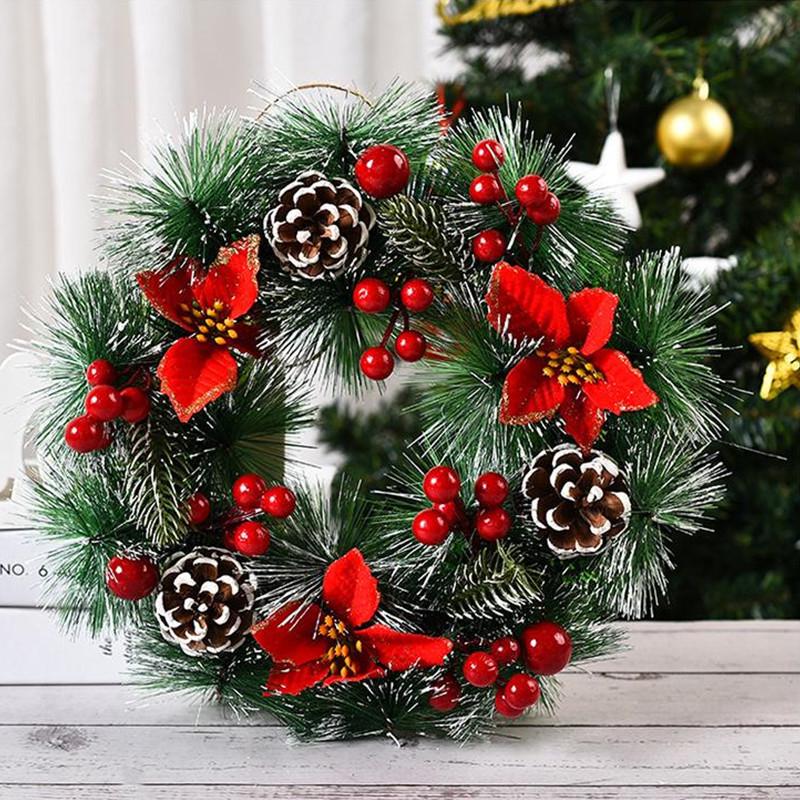 

30cm Handmade Artificial Christmas Flower Wreath for Door Decorations