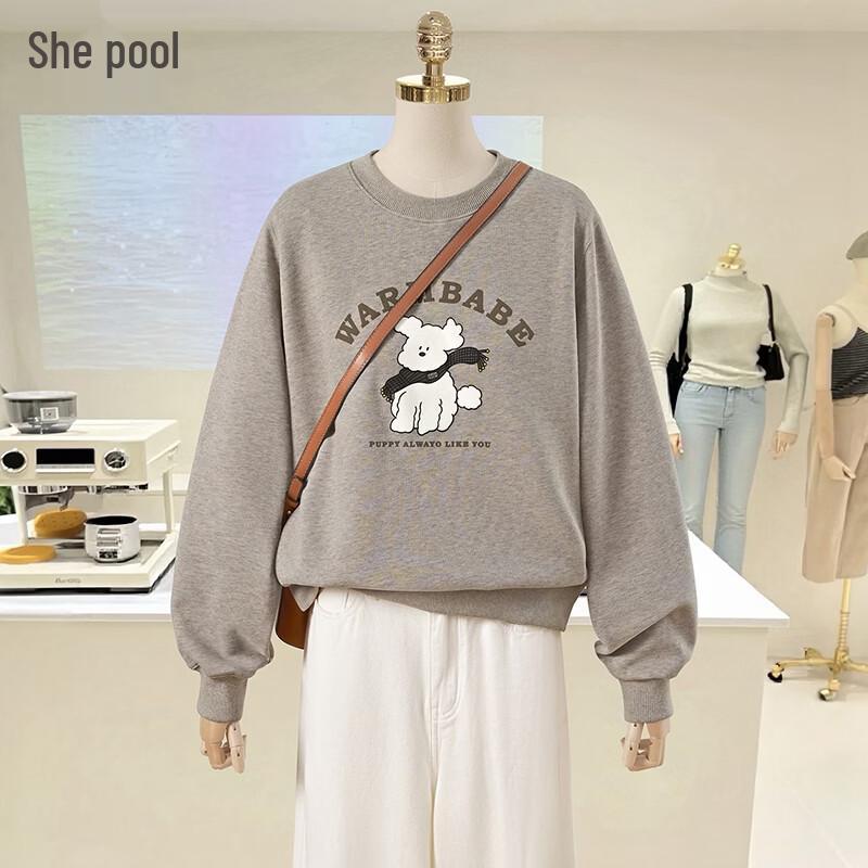 Tachi Women s Cartoon Embroidered Round Neck Sweatshirt S