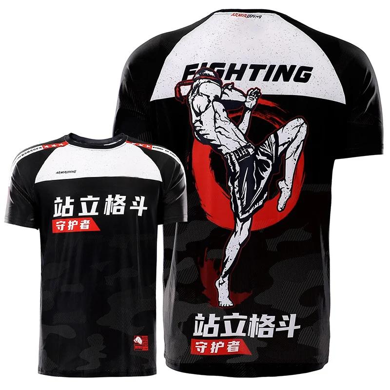 Baibao QIQI 3D Muay Thai bedrukt T-shirt BJJ- MMA grafische T-shirts voor heren kindermode coole hiphop gym korte mouwen sportkleding M