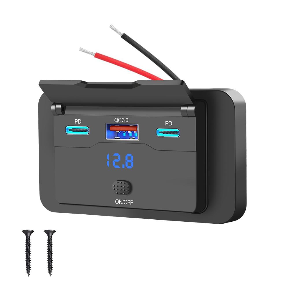 12V 18W QC 30W PD USB C Car Fast Charger Socket QC3.0 and PD Port Phone Car Adapter Waterproof Quicker Charger Power Outlet