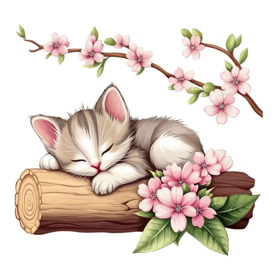 Adesivo da Parete Gatto Carino Acquerello, Decalcomanie da Parete Gattino Rimovibili, Decorazione Murale Artistica Peel and Stick per Cameretta, Soggiorno, Camera da Letto