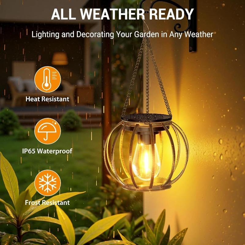 Solar Lanterns Outdoor Waterproof Hanging Solar Lights Upgraded Brighter Auto On/Off Lighting for Yard Patio Pathway Porch Garden Landscape Decoration