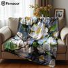 Jade Spring Blossoms Ultra Soft Sherpa Fleece Blanket Fluffy Warm Halloween Cozy Throw for Sofa Couch Bedroom Gift All Season