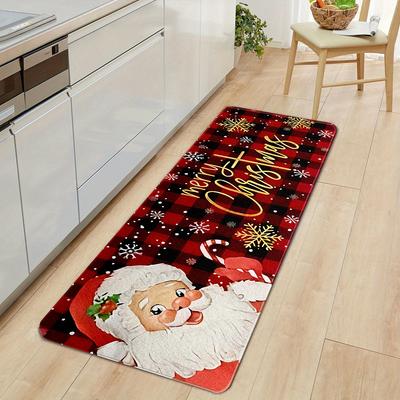 Christmas Kitchen Mat Home Decor Santa Claus Welcome Entrance Doormat Hallway Balcony Non-slip Floor Mat Christmas Decorations