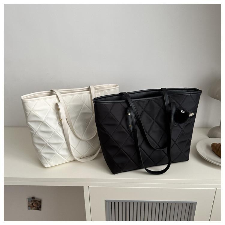 Spacious Nylon Quilted Tote Bucket Bag For Women Stylish 2024 Commuter And Casual Use