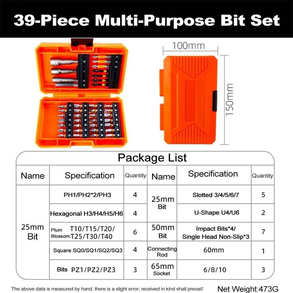 27/35/39Pcs Bits Drill Bits Set Hole Bit Storage Case Impact Driver Bits Hexagon Bits Heavy Duty Twist Sleeve Home Repair