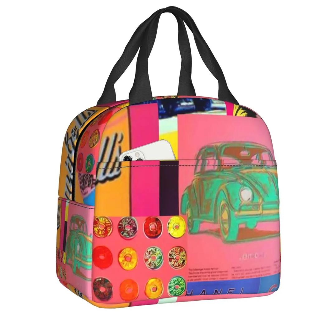 Bunte Katze Tragbare Lunchboxen für Frauen Wasserdicht Pop Art Kühltasche Thermisch Isoliert Lunchtasche lunchbag