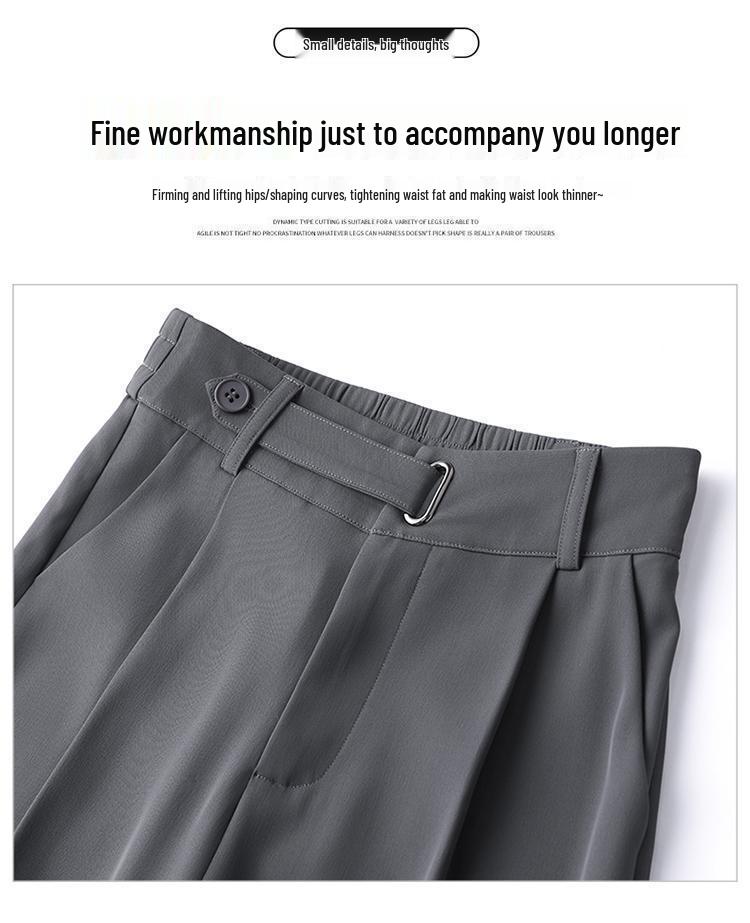 Women's High-End Black High-Waisted Loose Wide-Legged Pants for Autumn 2026