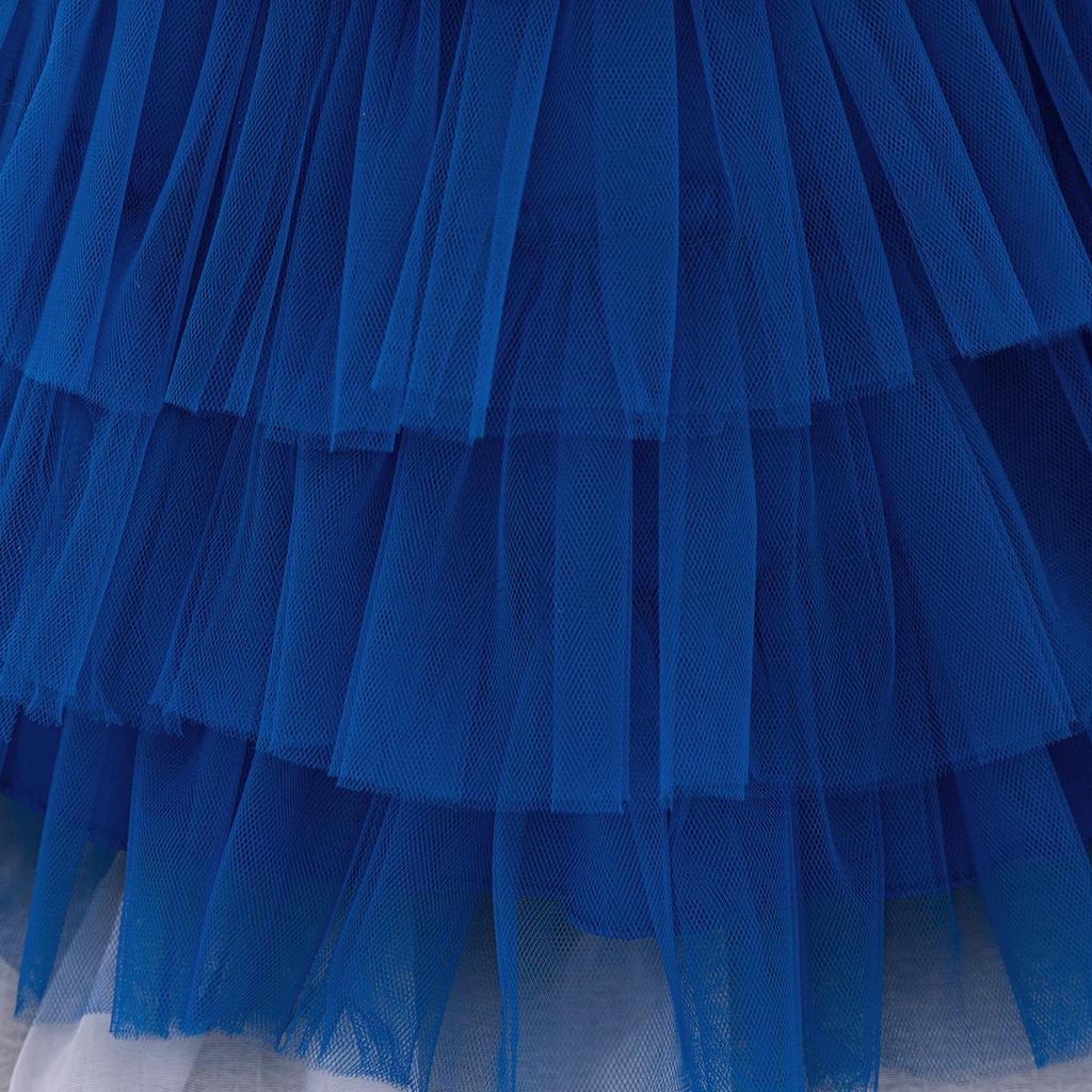 Kids' Sequin Puff Sleeve Princess Dress with Mesh Skirt for Birthday Parties