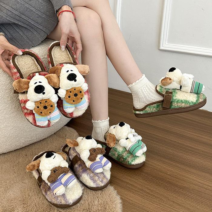 Internet Celebrity Cute Cute Dog Cotton Slippers 2025 Autumn and Winter New Thermal Cotton Slippers Home Out Slippers