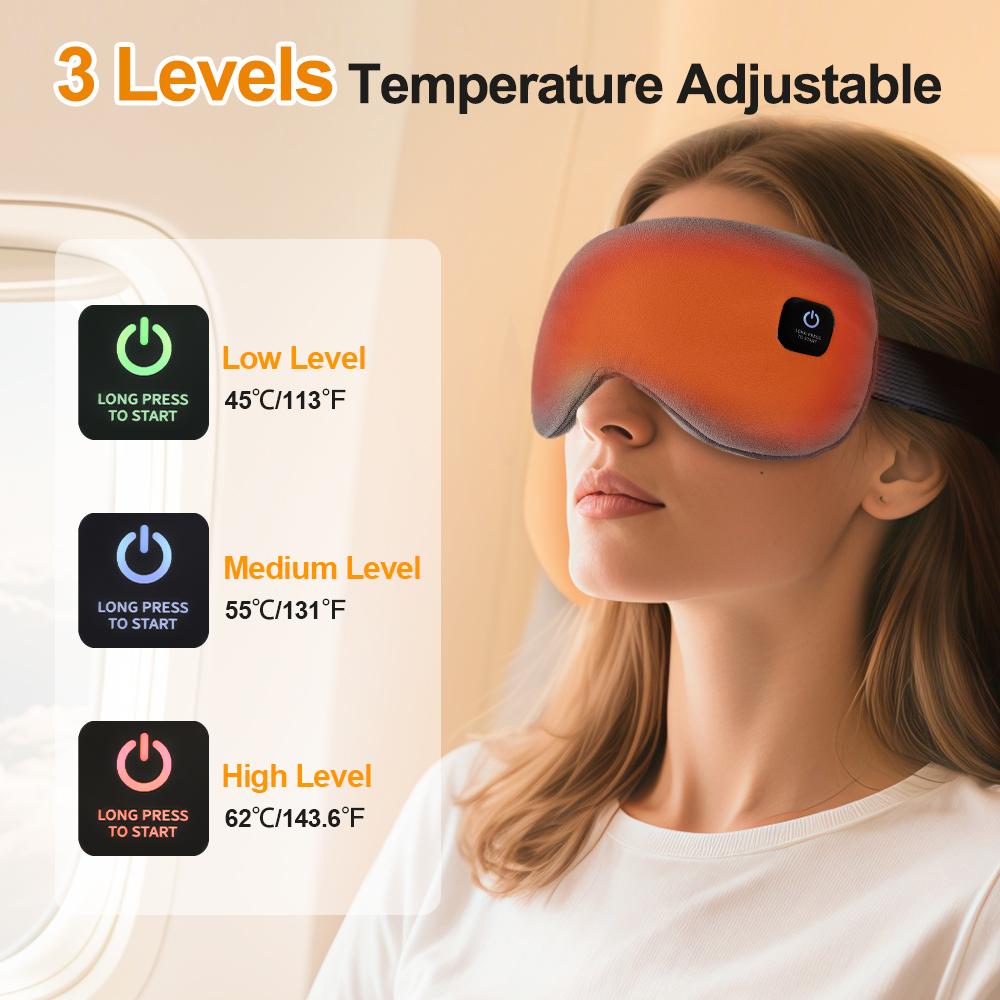 Heated Eye Masks For Dry Eyes USB Rechargeable Adjustable Heat Massage Eyemask Relieve Eye Strain Office Home Sleeping Eyeshade