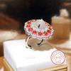 New Imitation Natural Opal Ring For Women  Silver Set Czech Diamond Orange Zircon Ring Party Wedding Jewelry Gift