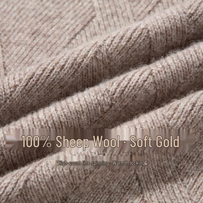 Men's Merino Wool Semi-High Collar Thick Sweater