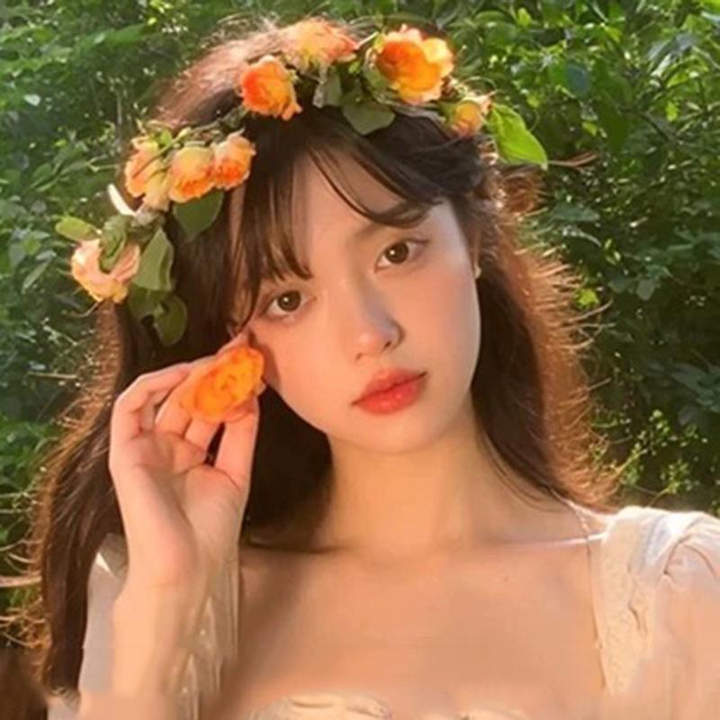 Mori Fabric Flower Leaf Streamer Wreath Headband Fashionable Small Fresh Headband Spring and Summer Sweet Super Fairy Hair Accessories Woman