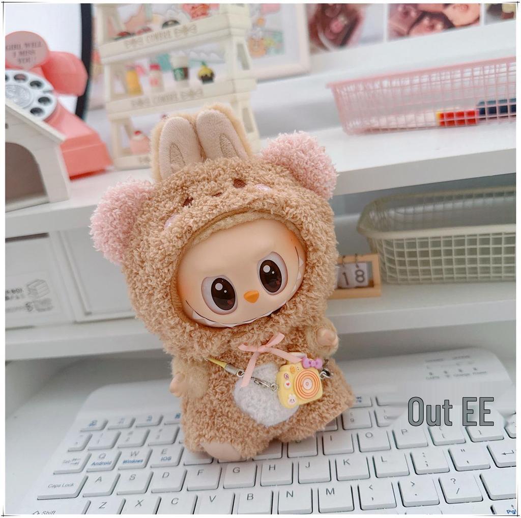 First, Second, and Third Generation Labubu Doll Clothes: 17cm Plush Onesie for 10cm Labubu Dolls, Cute Cartoon Design