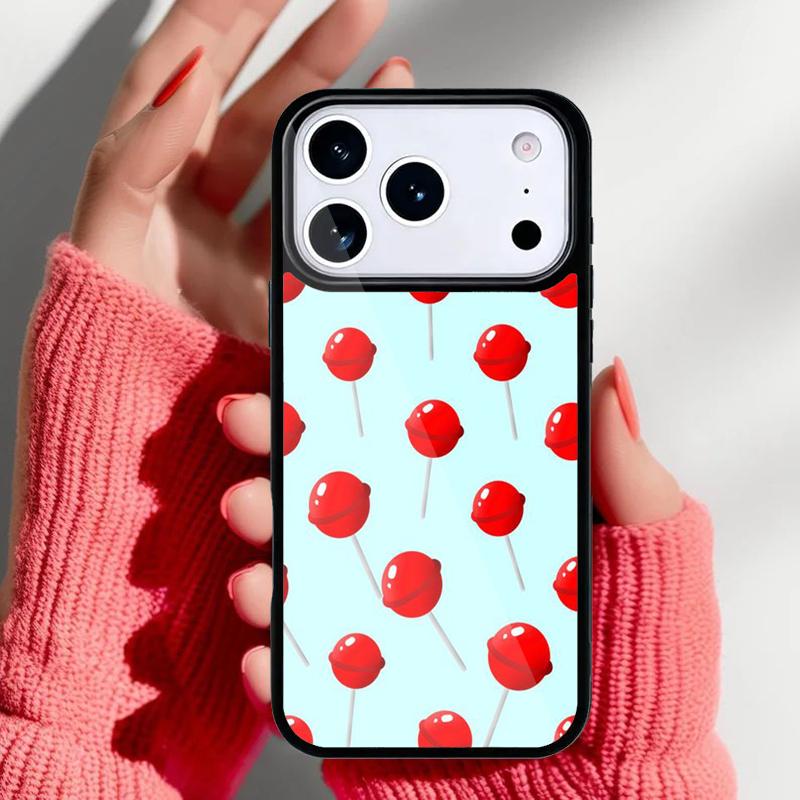 Red Lollipops Phone Case for iPhone 17 Air 16e 15 14 13 Pro Max Back Cover for 12 11 Pro Coque