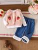 Girls' Pink Vest, Base Layer Shirt, and Long Pants Set - European and American Style Kids' Clothing
