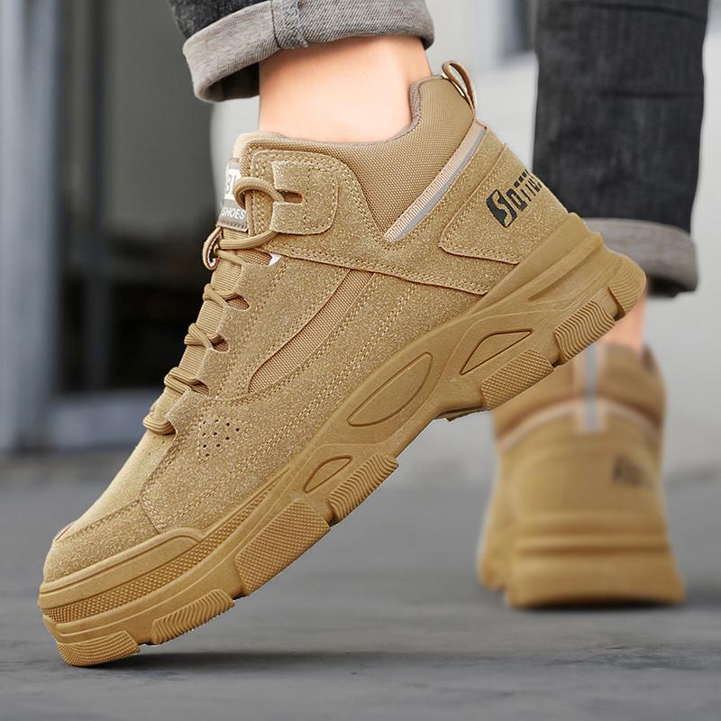 Men's Casual Desert Boots Outdoor Comfortable High Top Breathable Boot Mens Casual Non-slip Wear-resistant Platform Cowboy Boots