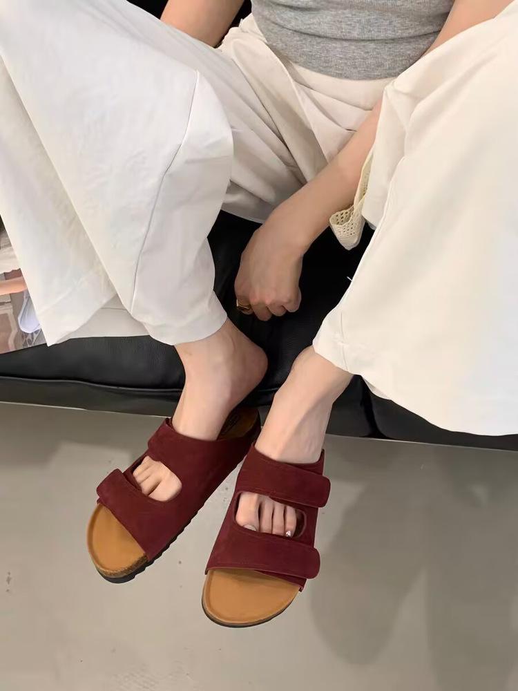 

Velcro Boken shoes platform slippers women s wear soft soles 2025 summer new flat-bottomed Boken ugly and cool slippers 35