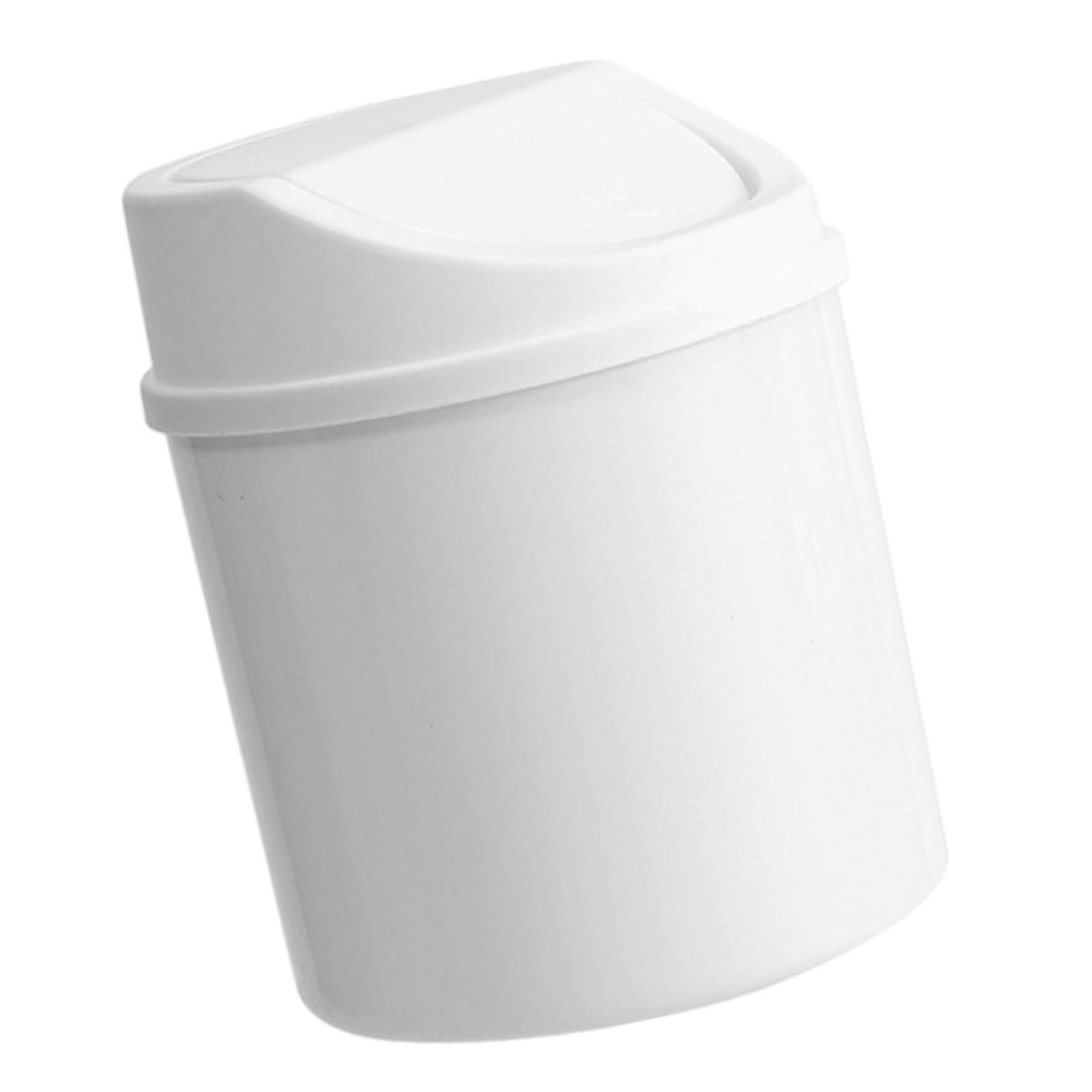 

Desktop Waste Bin With Swing Cover Mini Trash Can Plastic Dustbin Garbage Container For Bedroom Living Room Home Office білий