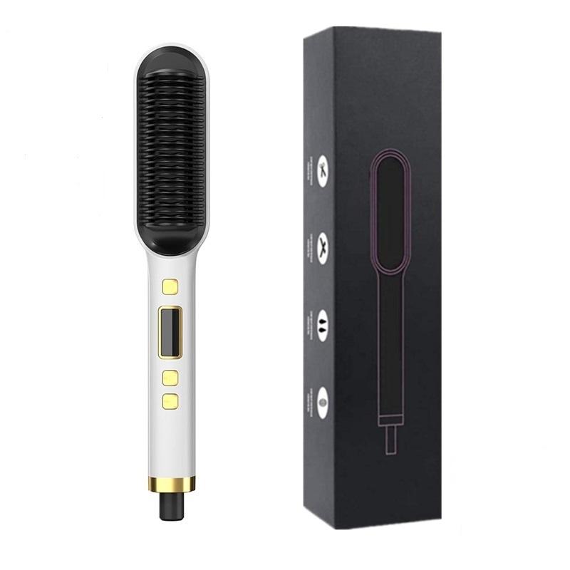 Hair Straightener Brush Anti-Scald Ionic Hair Straightener Comb LED Screen Fast Heating Straightening Brush Women Hairstyle Tool