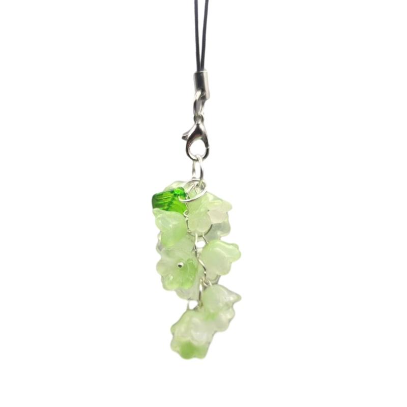Handmade Convallaria Phone Chain Sweet and Delicate Pendant Phone Straps Lanyard Phone Hangings Decoration Key Chain зелёный