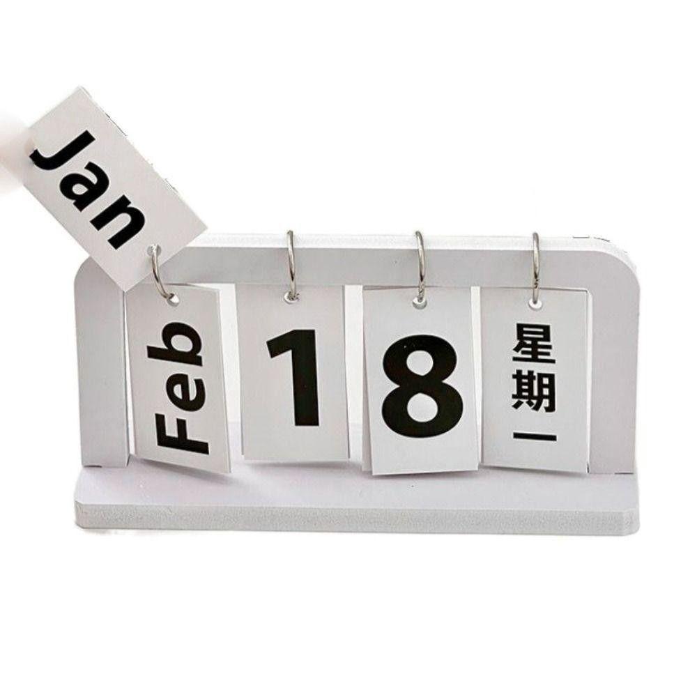 1Pcs Month Date Display Wooden Calendar Ornament Simple Craft Prop  Office Desktop Home Decoration