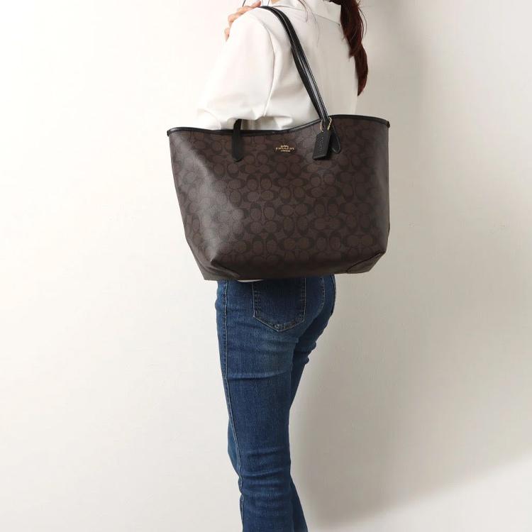 Coach City 33 Classic Monogram Logo Kabelka z umělé kůže Dámská tote Tmavě hnědá 5696-IMAA8