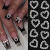 10pcs Silver Diamond Heart Shape Nail Art Charms 3D Nail Alloy Hollow-Out Crystal DIY Manicure Art Decoration Accessories