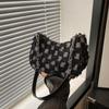 Trendy Star Print Hobo Bag with Frayed Trim Silver Chain Underarm Bag Leather Strap Casual Shoulder Purse Y2K Style Handbag