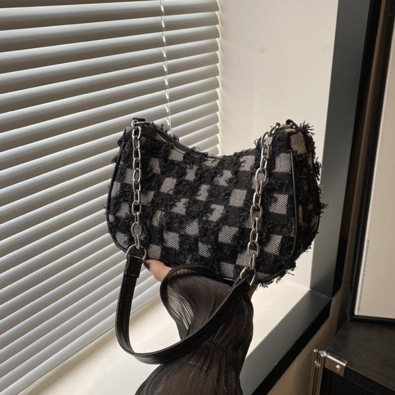 Trendy Star Print Hobo Bag with Frayed Trim Silver Chain Underarm Bag Leather Strap Casual Shoulder Purse Y2K Style Handbag