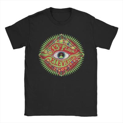 13th Floor Elevators Rock Band T-Shirt für Herren Reiner Baumwollstoff Einzigartige T-Shirts Rundhals Tour T-Shirt Kurzarm Oberteile Erwachsene