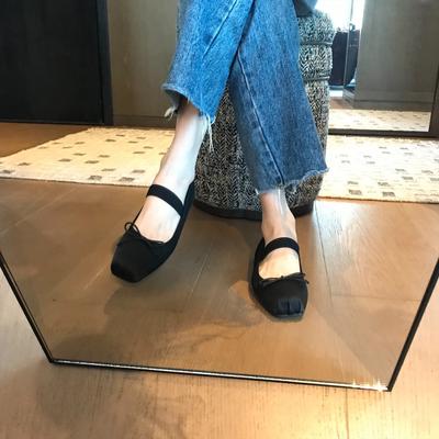 French Retro Ballet Shoes Women 'S Summer Soft Satin Square Toe Flat Shoes Temperament Does Not Wear Feet