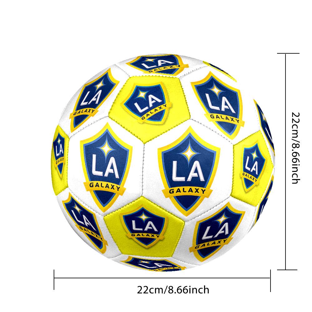 LA Galaxy Size 5 Soccer Ball, Machine-Stitched PVC, Durable & High Bounce, All Ages Fit, Fan Merchandise, Matches & Outdoor Use.