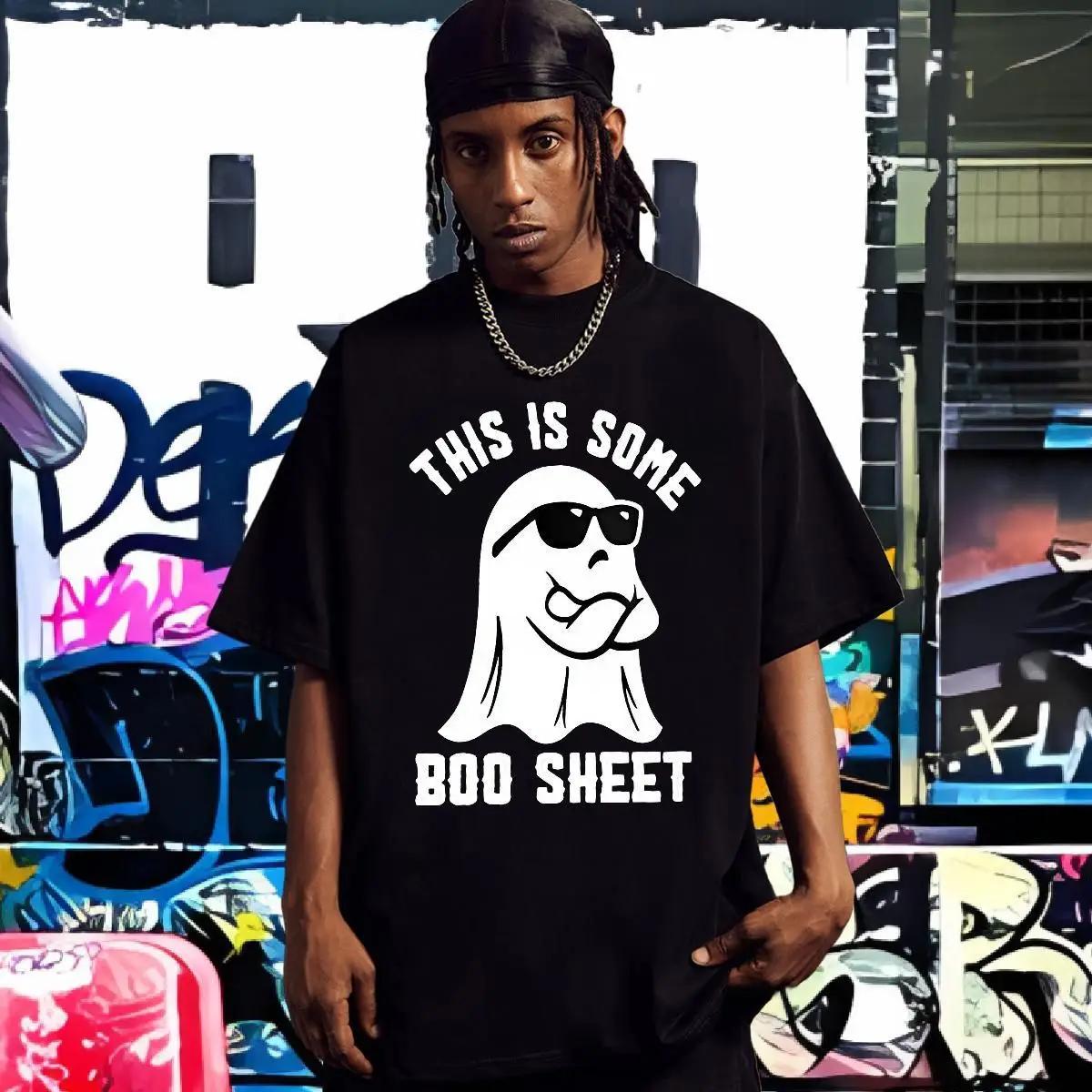 This Is Some Boo Sheet Cool Cute Ghost Retro Funny Halloween Men Women High Quality T-Shirt Men s Cotton T-Shirt S