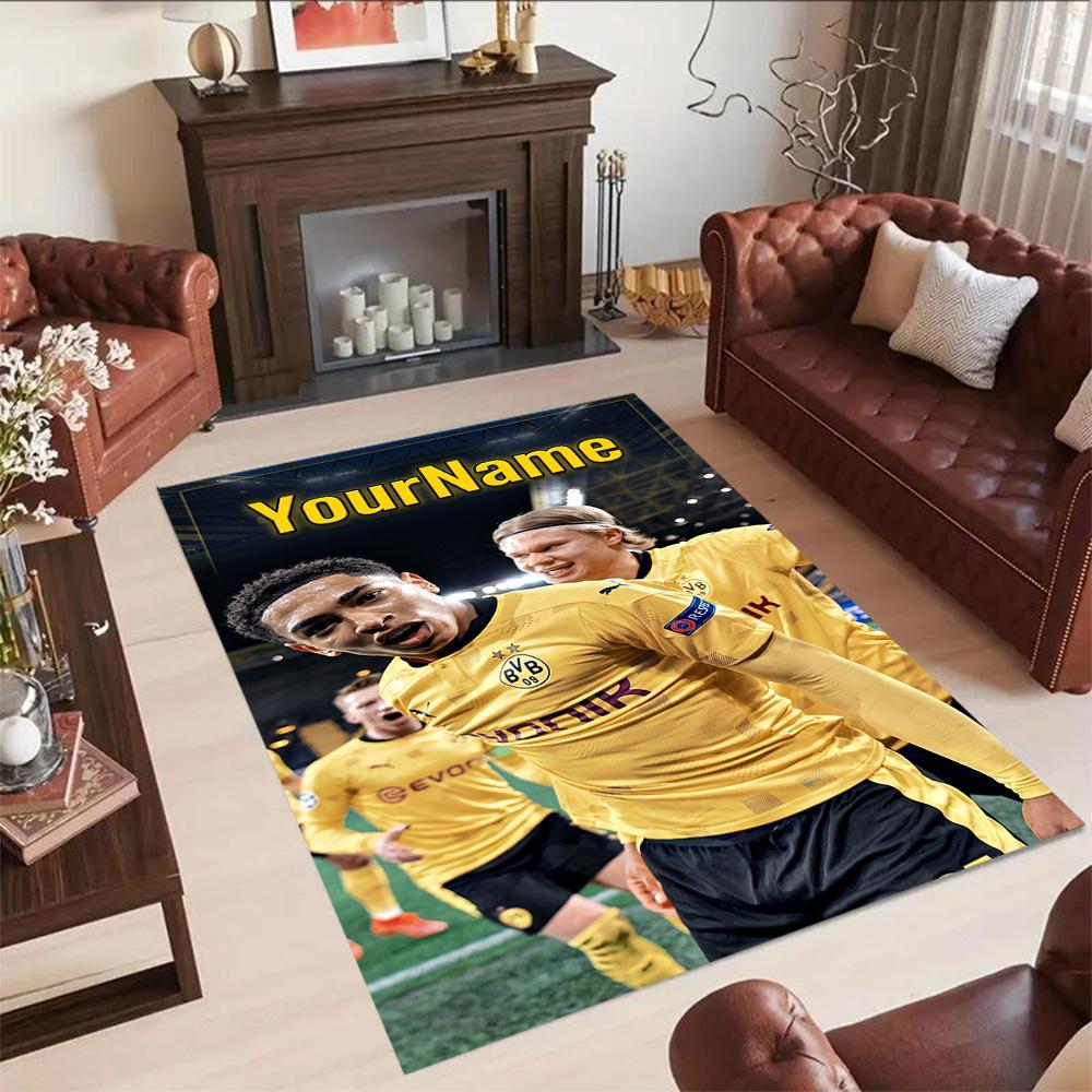 Borussia Dortmund Customize Your Name Floor Rug Office Rug Design for Dormitory Outdoor Playrooms Decorate Room Anti-slip Rug Decorate Offices
