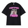 Certified Freak Cat Funny Unisex TShirt Loose Oversized Vintage High Street Fashion Cotton Tops for Men Women Tshirts