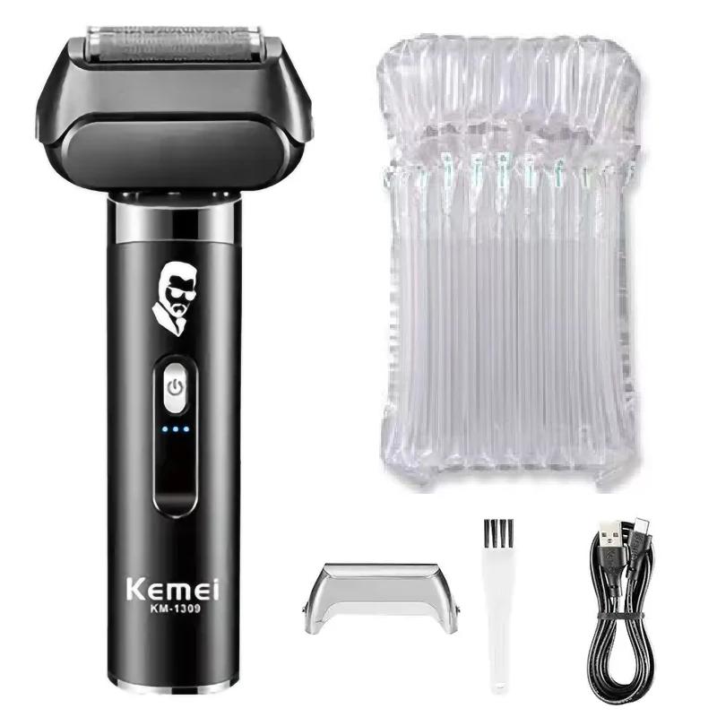 Kemei 4-Blade Washable Rechargeable Electric Shaver Men s Beard Facial Stubble Electric Razor Faded Shaved Head Shaving Machine